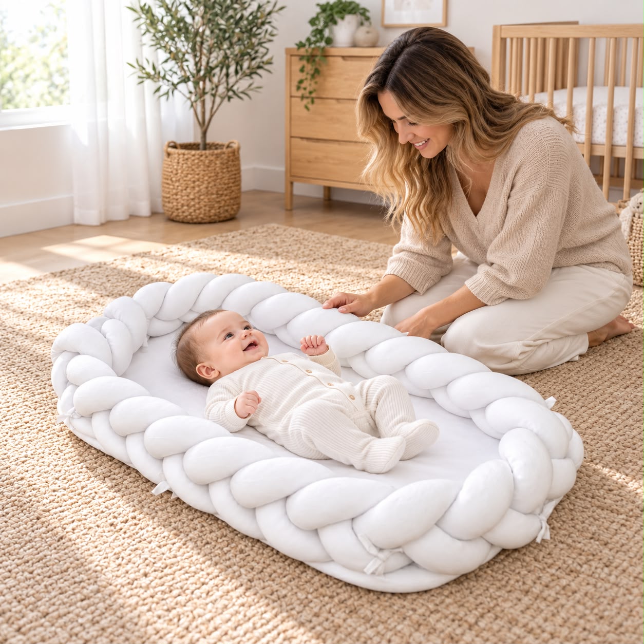 Miila - Baby Nest With Braided Bumper - White