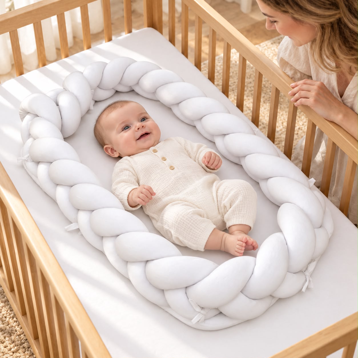 Miila - Baby Nest With Braided Bumper - White