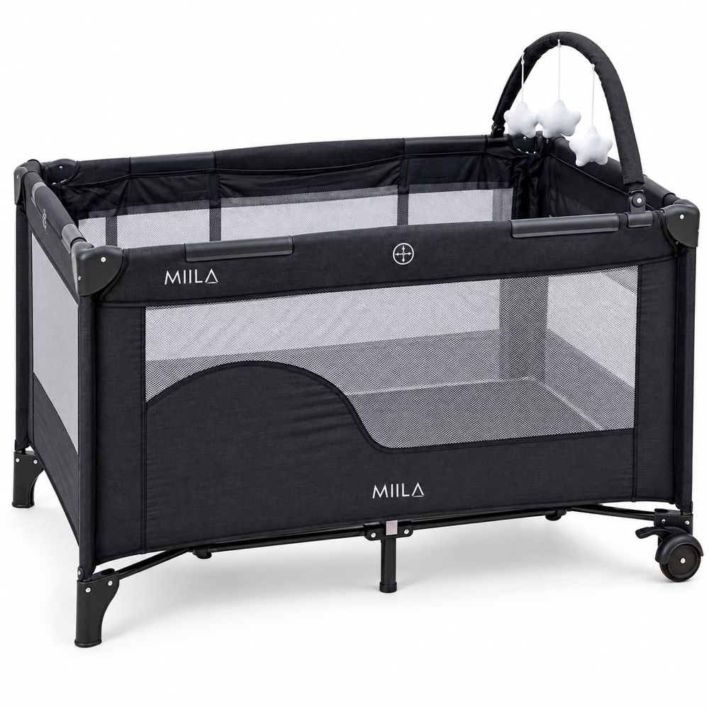 Miila - Foldable Baby Travel Cot & Playpen - Grey - 120 x 60 cm
