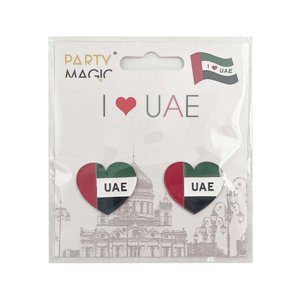 Party Magic - UAE Heart Shape Magnet Pins - 2 Pcs