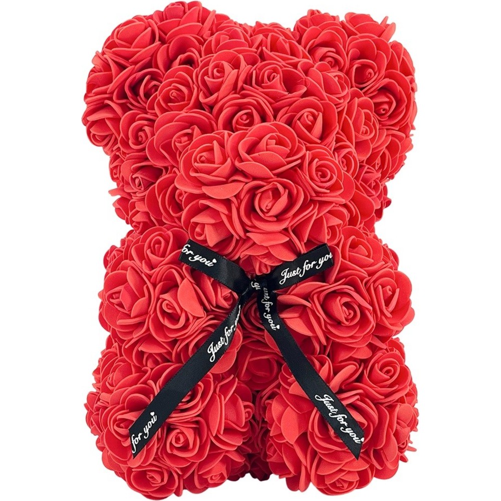 Party Magic - Valentine Bear With Rose - Red - 25 cm