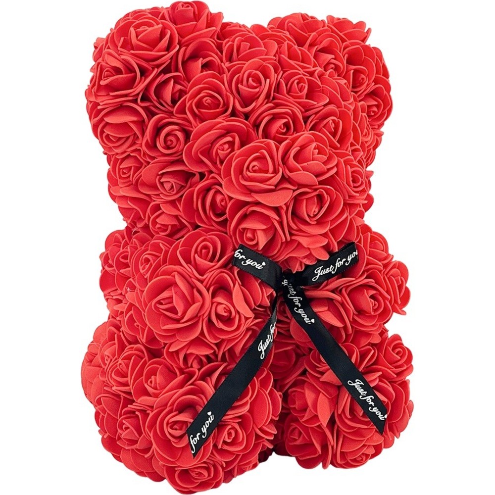 Party Magic - Valentine Bear With Rose - Red - 25 cm