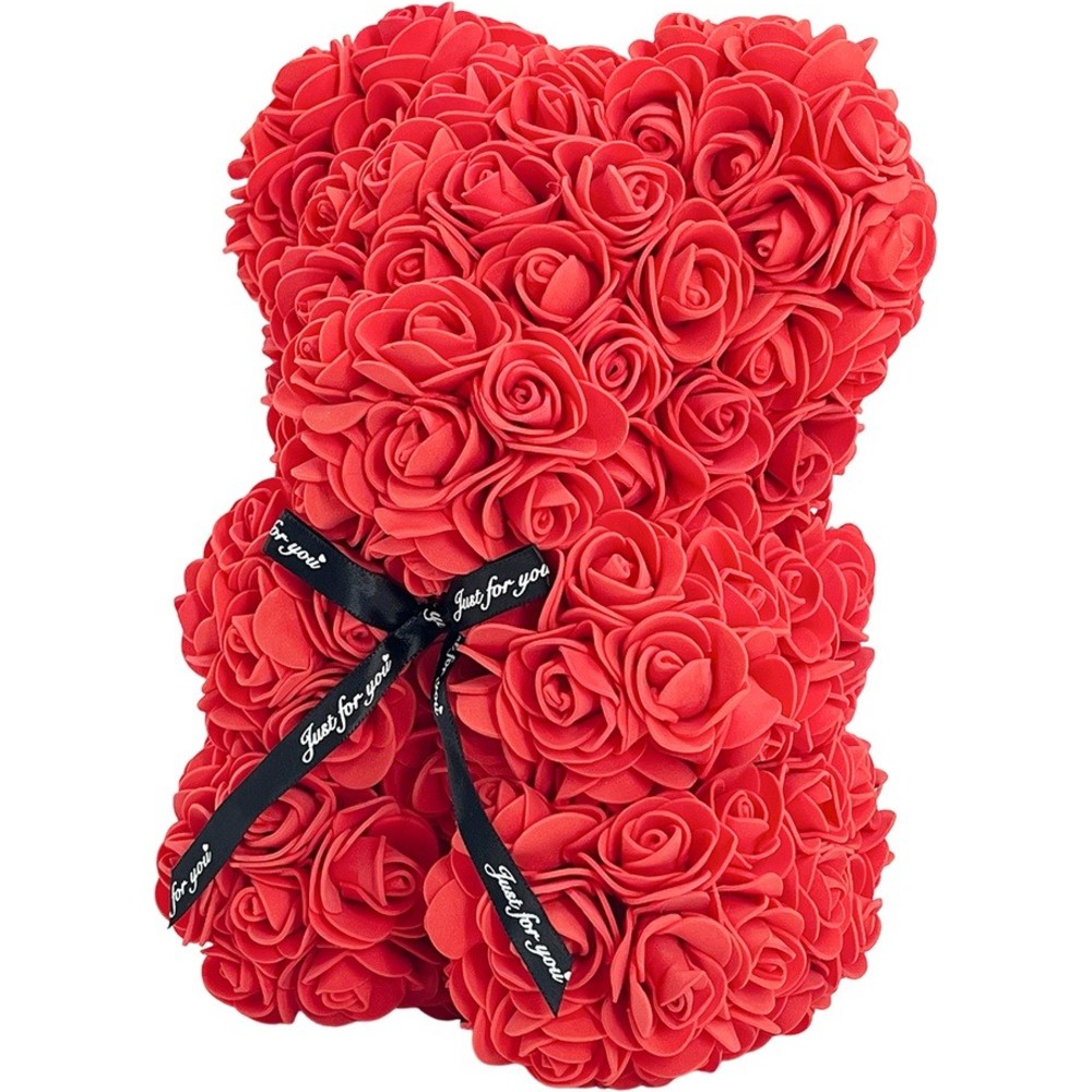 Party Magic - Valentine Bear With Rose - Red - 25 cm