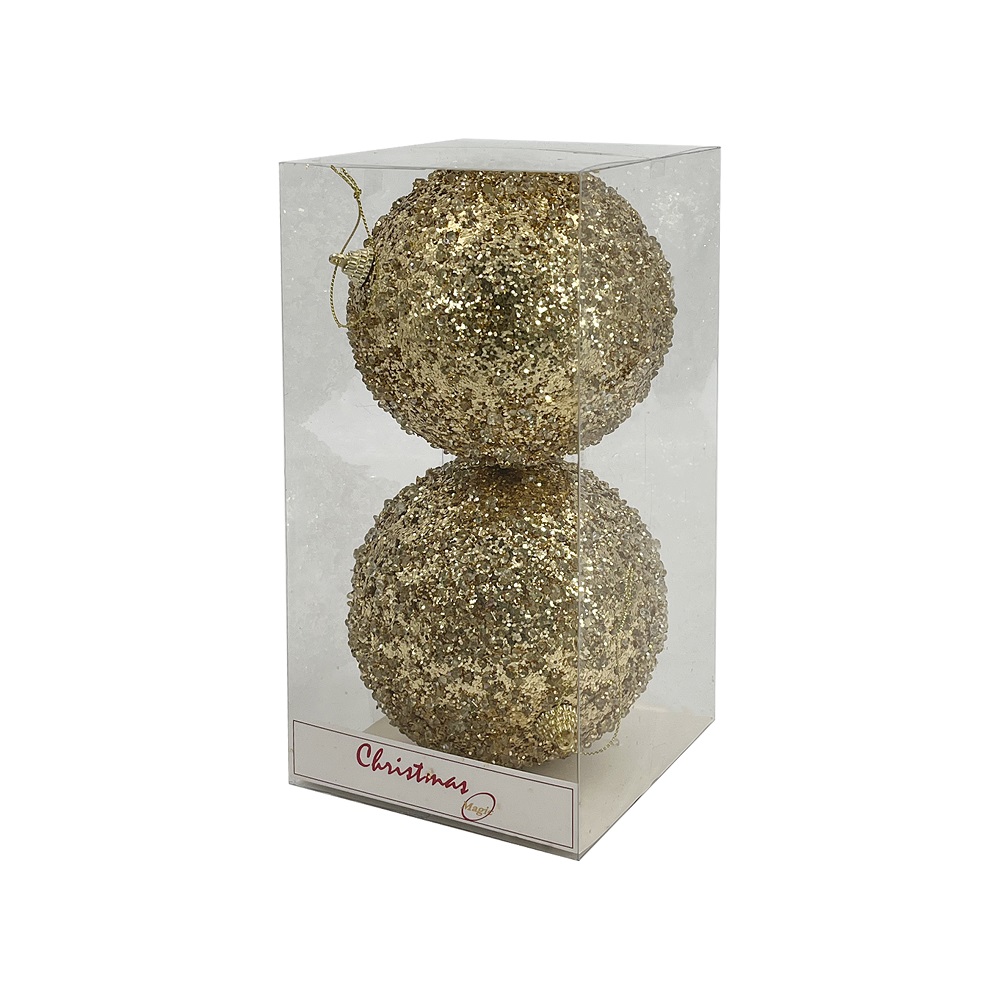 Christmas Magic - Christmas Designer Baubles - Gold Glitter - 12 cm - 2 Pcs