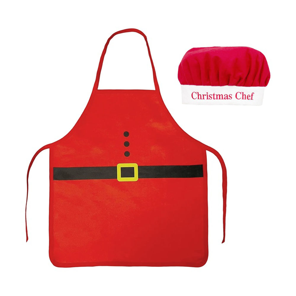Christmas Magic Santa Chef Apron Set - Red - 2 Pc Set