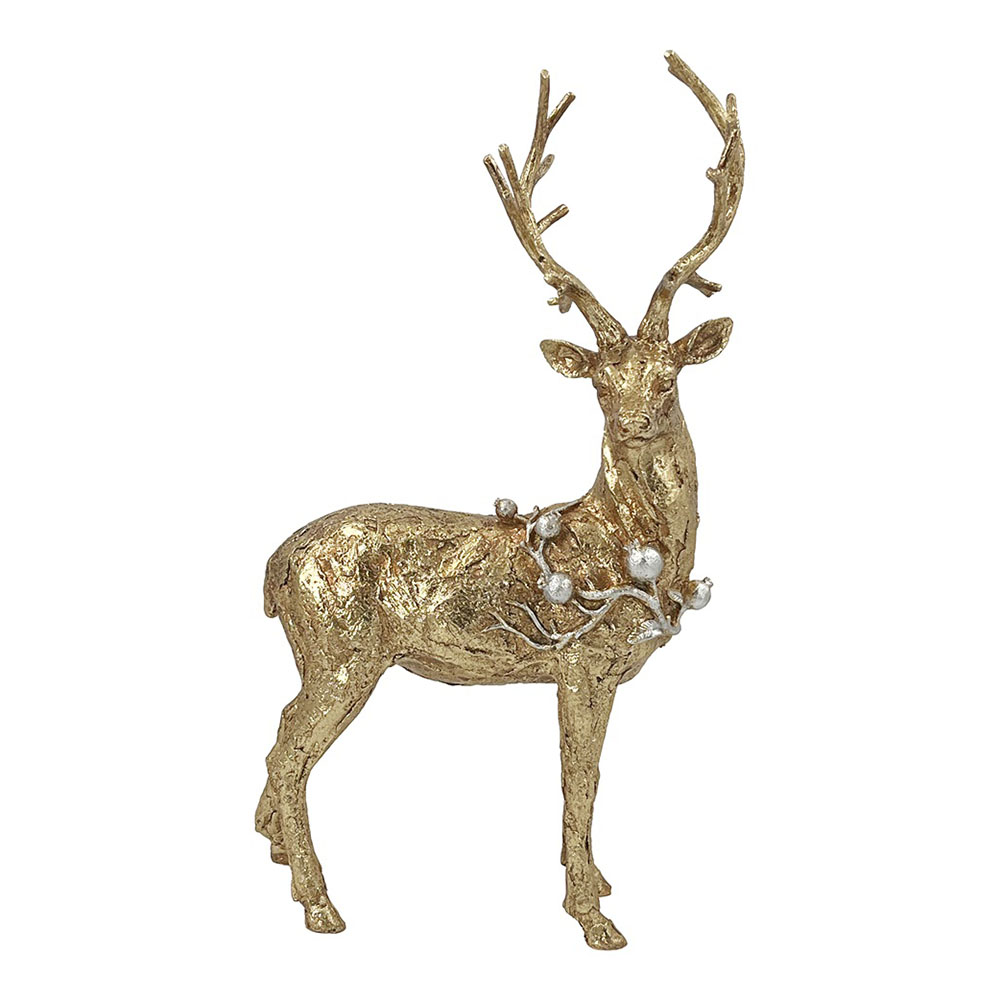 Christmas Magic Christmas Resin Standing Reindeer - Gold - 28.2 x 15.5 x 48 cm
