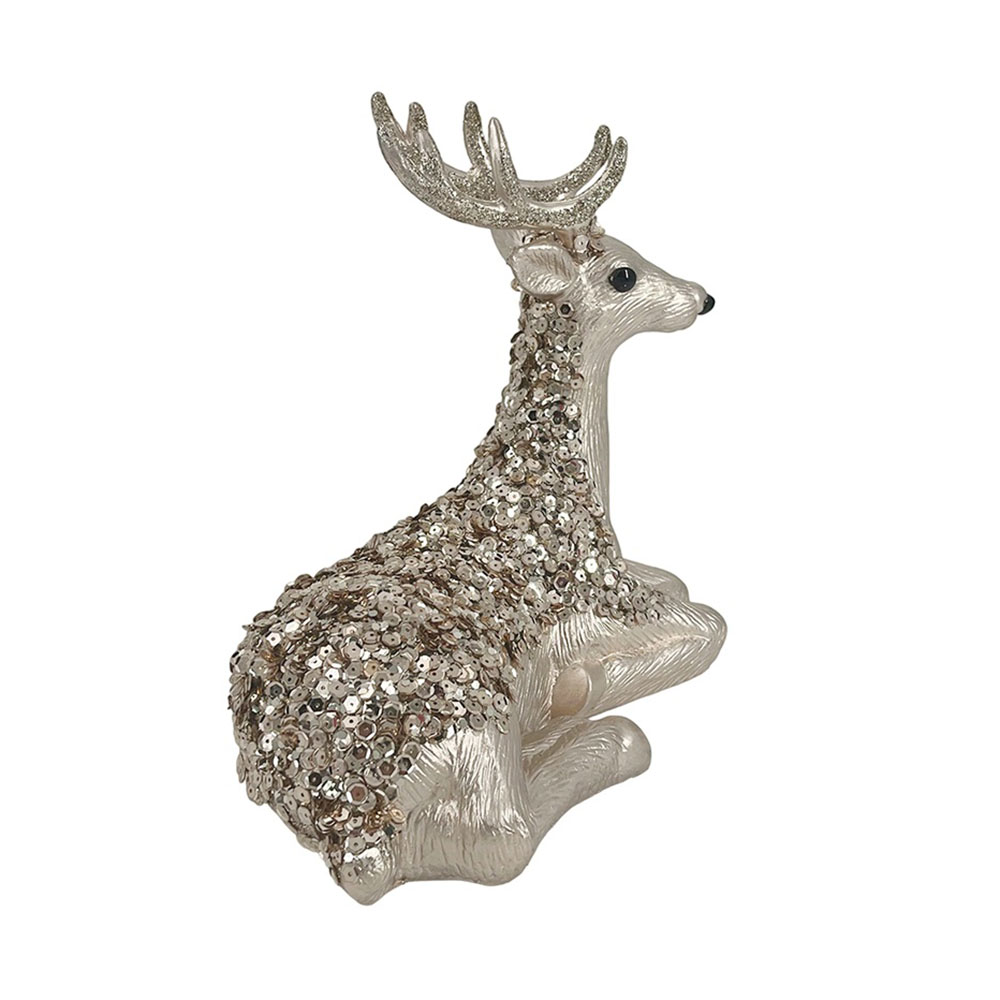 Christmas Magic - Deluxe Reindeer Decoration - Champagne Gold - 27 x 14 x 25 cm