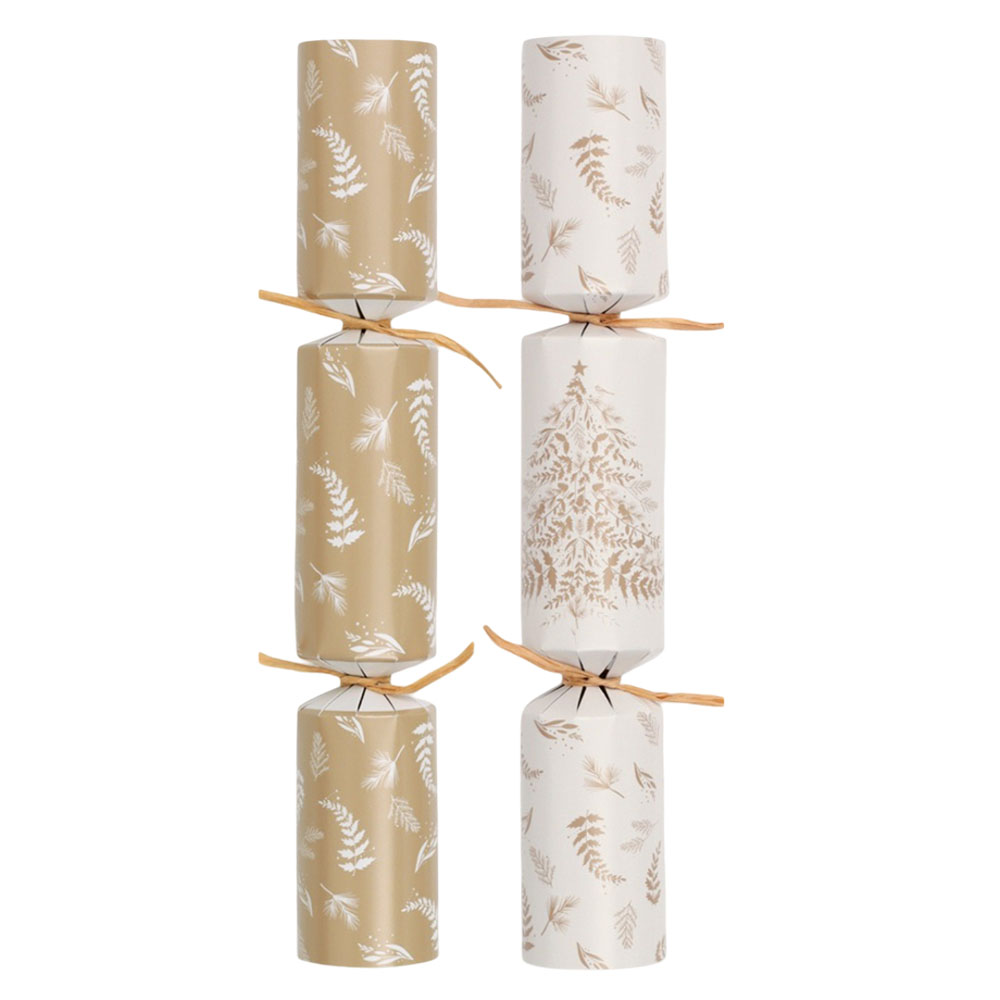 Giftmaker Christmas Crackers - Cream/Gold - 8 Pc Set - 12-Inch