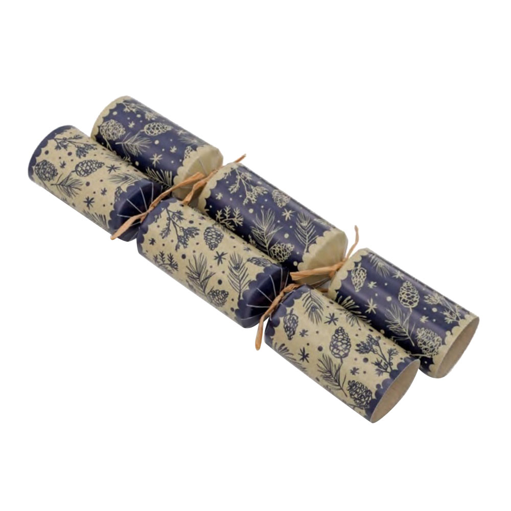 توم سميث - TS Crackers - Pine Cone Forest Family FSC - أزرق/ذهبي - مجموعة من 8 قطع - 12.5 إنش