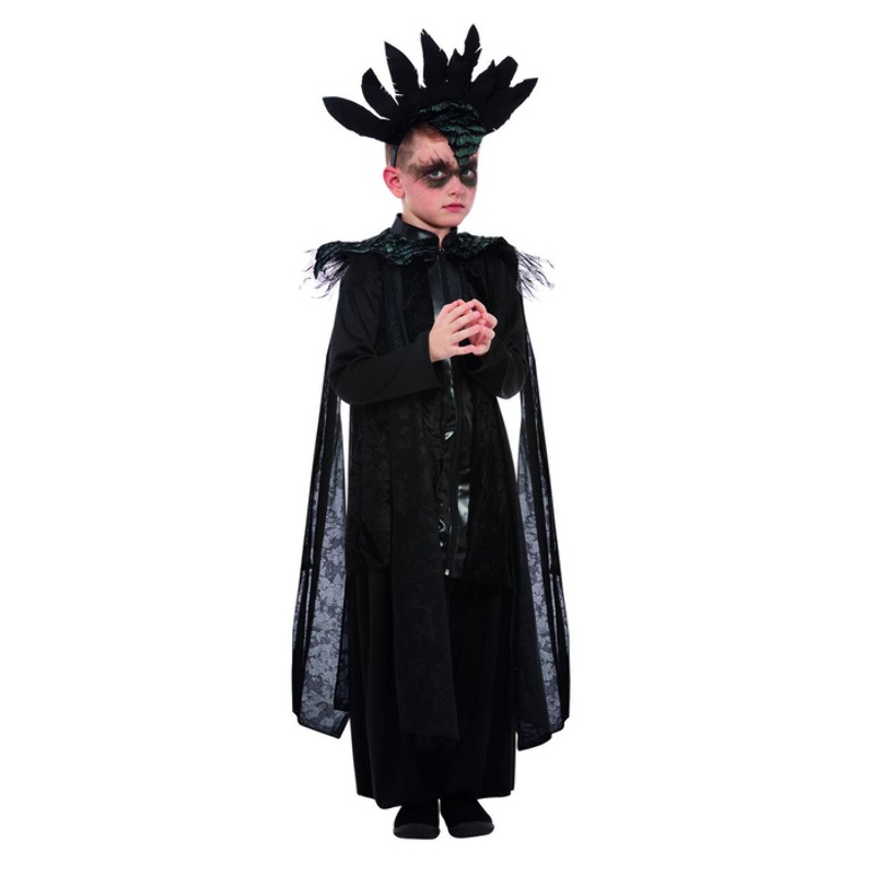 Smiffys - Deluxe Raven Prince Costume,Top, Trousers & Headband - Black