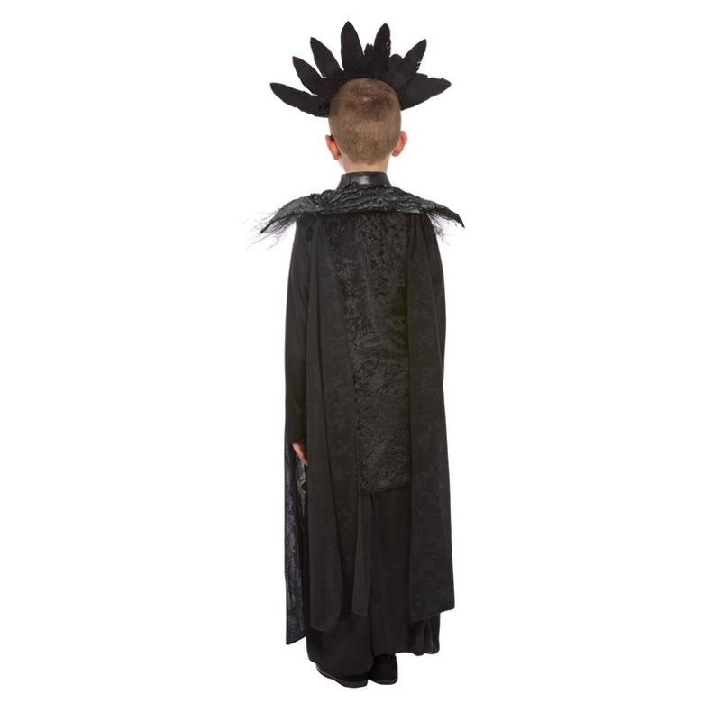 Smiffys - Deluxe Raven Prince Costume,Top, Trousers & Headband - Black