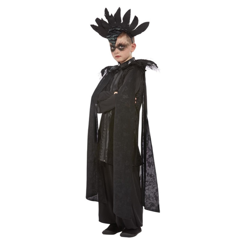 Smiffys - Deluxe Raven Prince Costume,Top, Trousers & Headband - Black