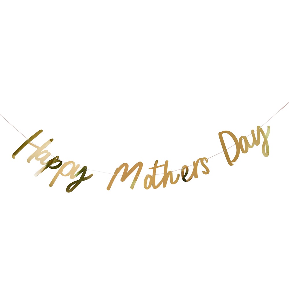 Hootyballoo - Happy Mother's Day Banner - Gold - 2 m