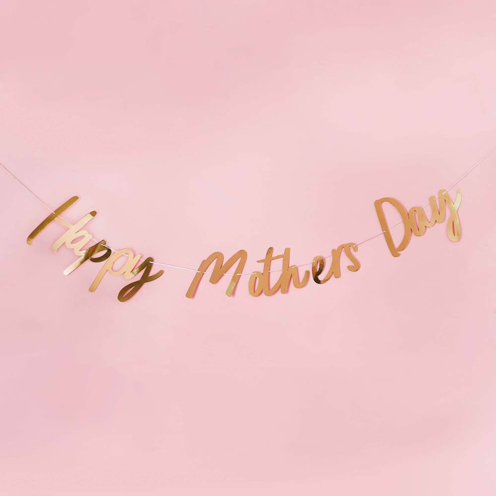 Hootyballoo - Happy Mother's Day Banner - Gold - 2 m