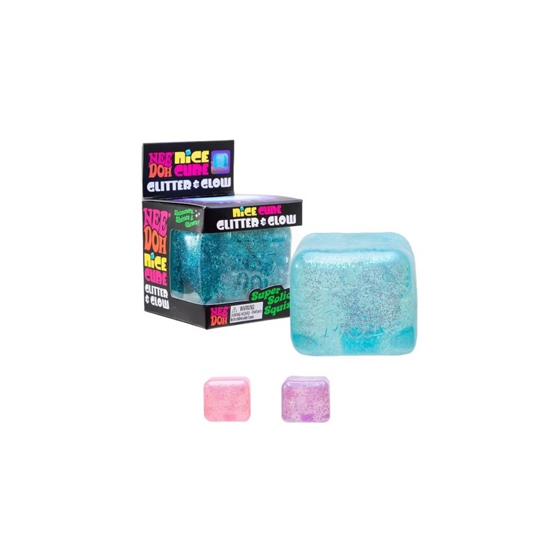 Needoh - Nice Cube Glitter & Glow Solid Squishy Toy - Color May Vary - 1 Pc
