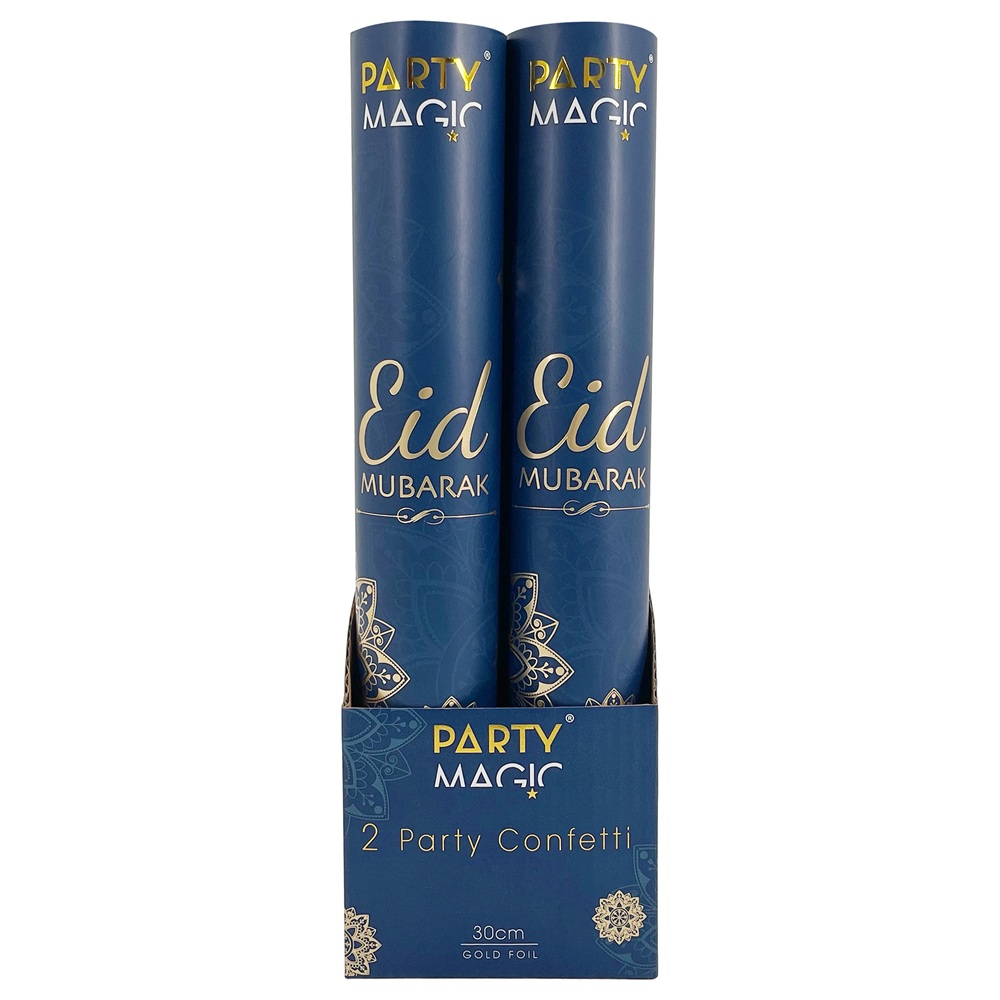 Party Magic - Eid Mubarak Party Confetti Cannons - Pack Of 2 - 30 cm