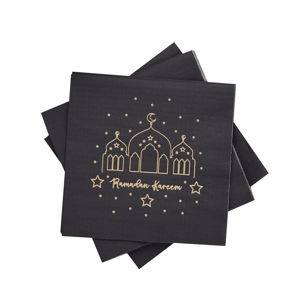 Hootyballoo - Ramadan Disposable Paper Napkins - Blue - Pack Of 16