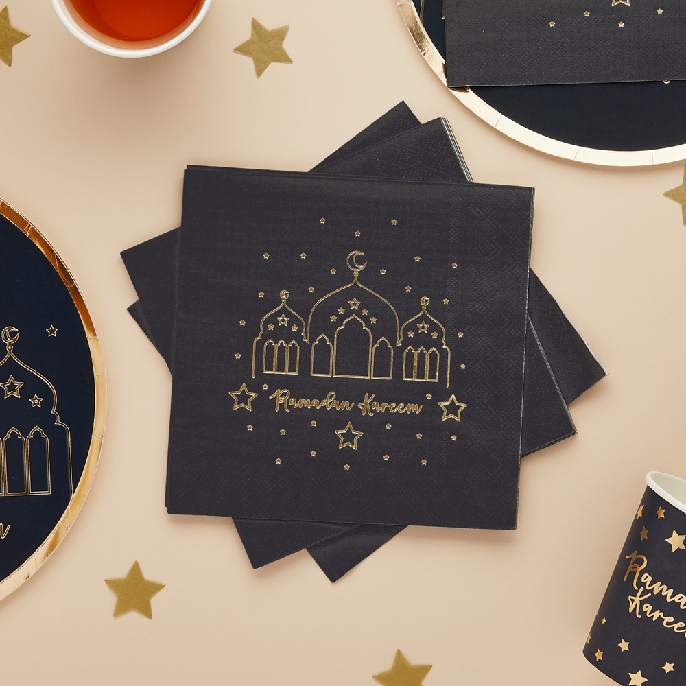 Hootyballoo - Ramadan Disposable Paper Napkins - Blue - Pack Of 16
