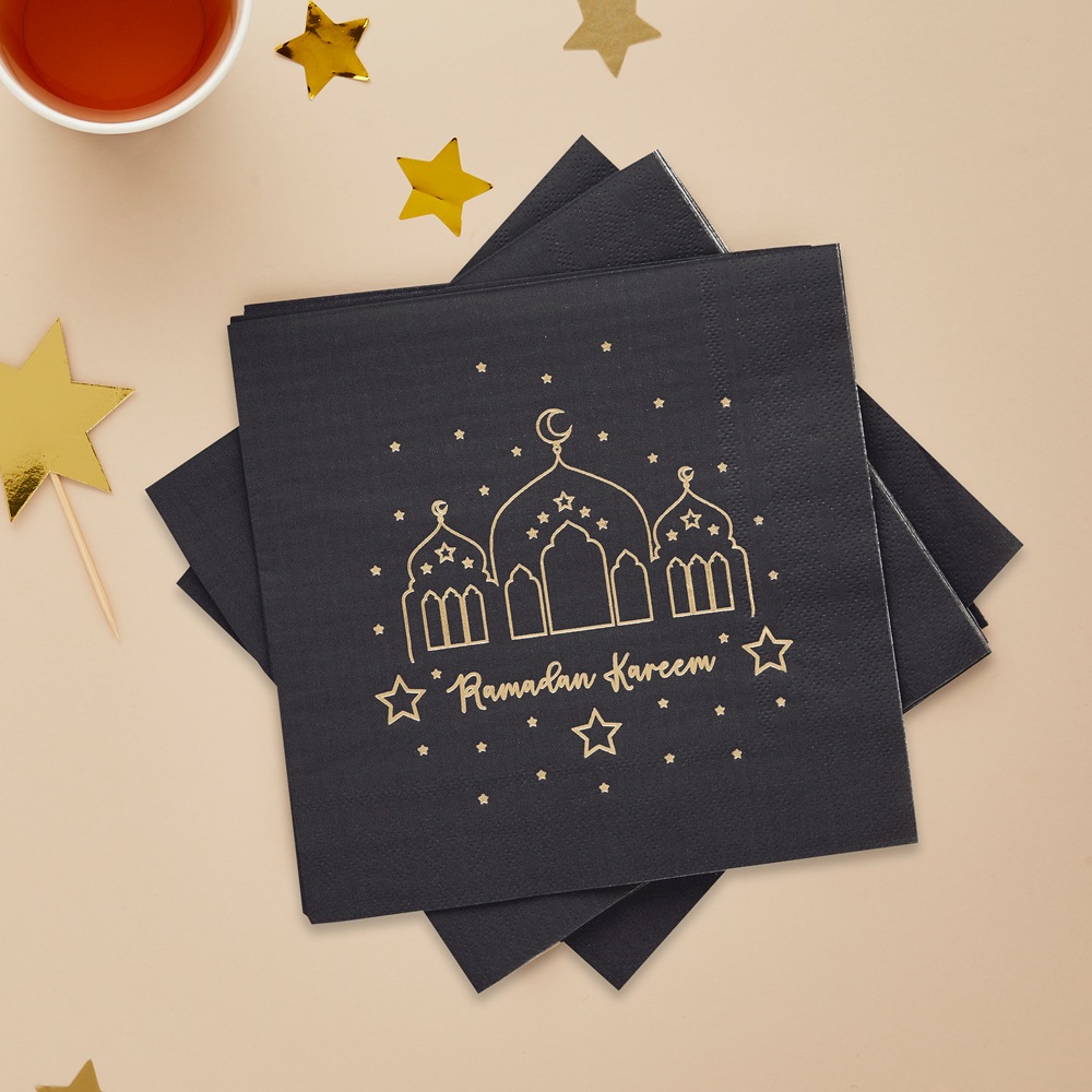 Hootyballoo - Ramadan Disposable Paper Napkins - Blue - Pack Of 16