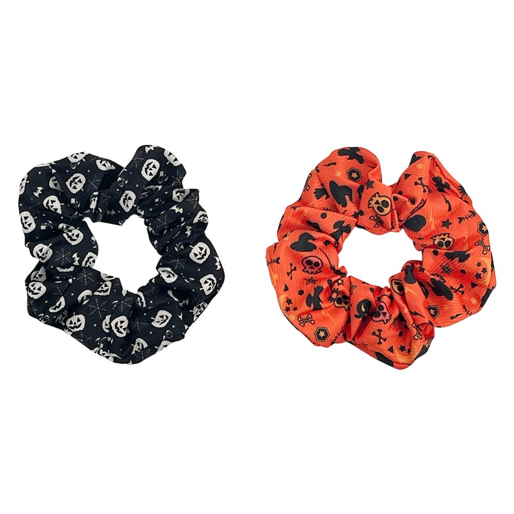 Party Magic - Halloween Hair Scrunchies - Black/Orange - 2 Pcs