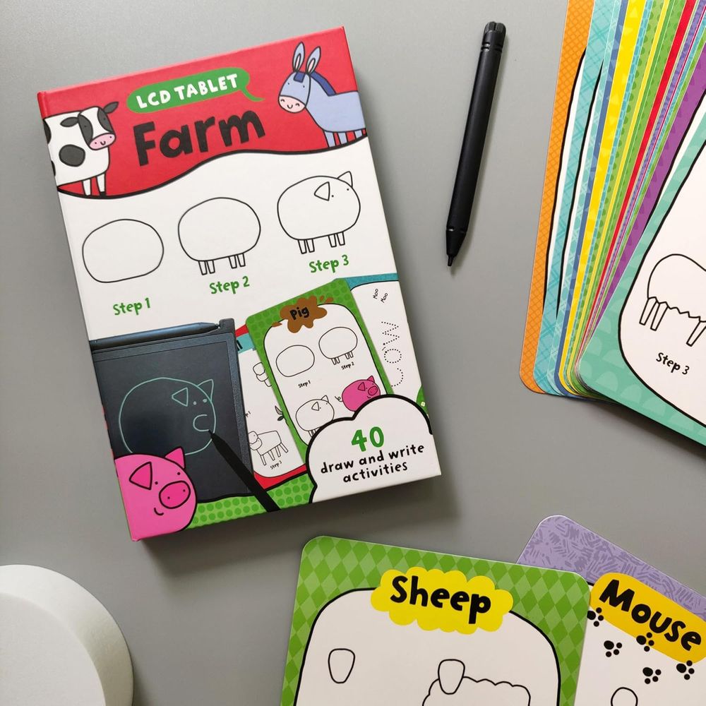 مجموعة تابلت الرسم وبطاقات التعلم - Farm Animals
