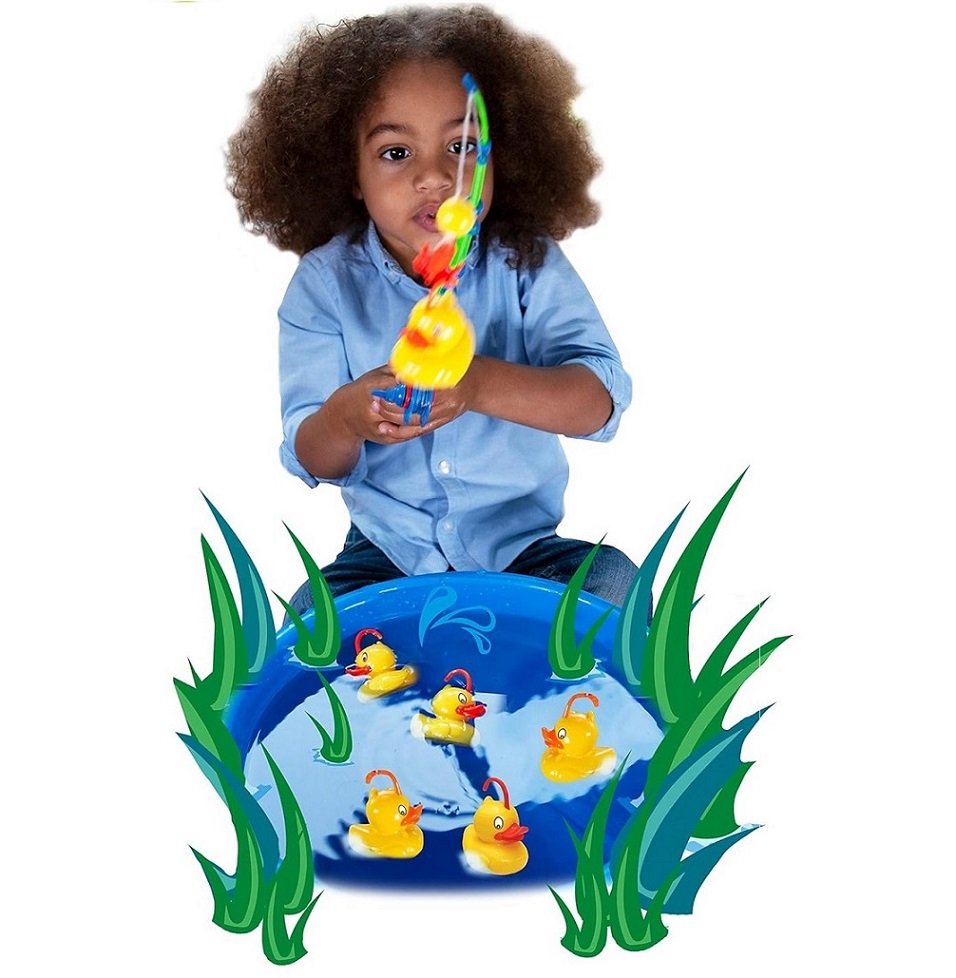 Deluxe Base - Gone Fishing Bath Toy Playset - Ducks - 7 Pcs