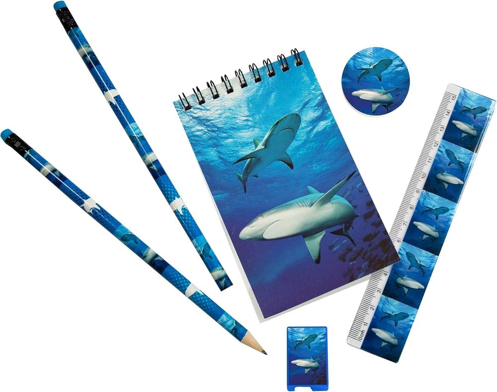 Deluxe Base - Wild Stationery Set - Shark - 6 Pcs