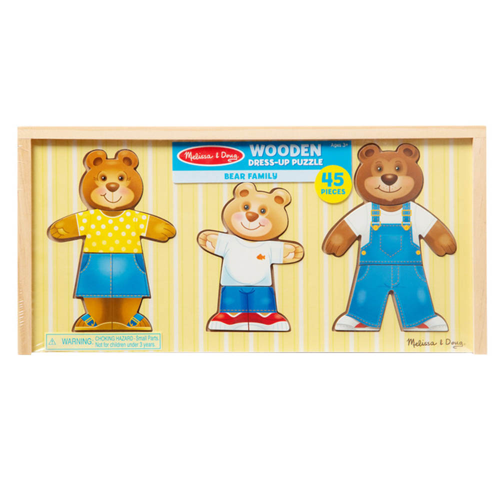 Melissa & Doug Wooden Dress-Up Puzzle - Bear Family - 45 Pcs
