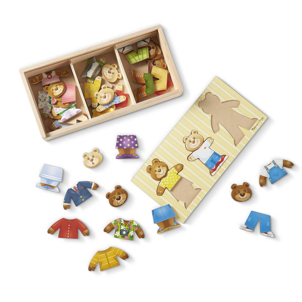 Melissa & Doug Wooden Dress-Up Puzzle - Bear Family - 45 Pcs