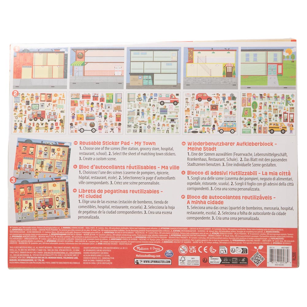 Melissa & Doug Reusable Sticker Pad - My Town - 200 Pcs