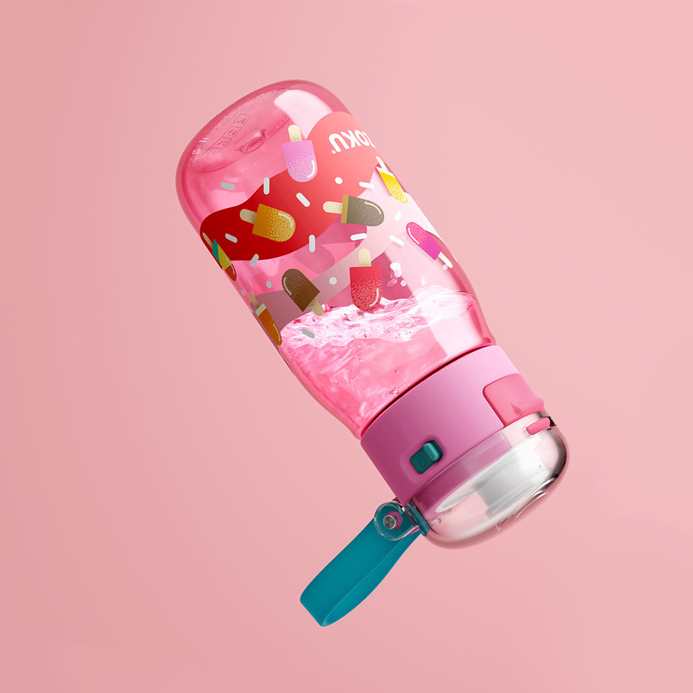 Zoku - Kids Flip Gulp Bottle - 475ml - Pink
