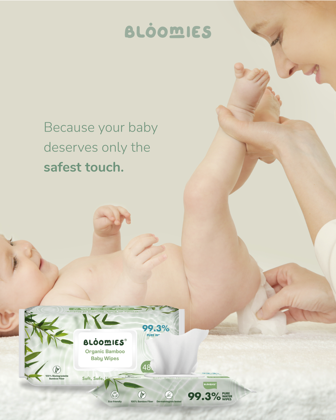 Bloomies - Organic Bamboo Baby Wipes - Pack of 12 - 576 Pcs