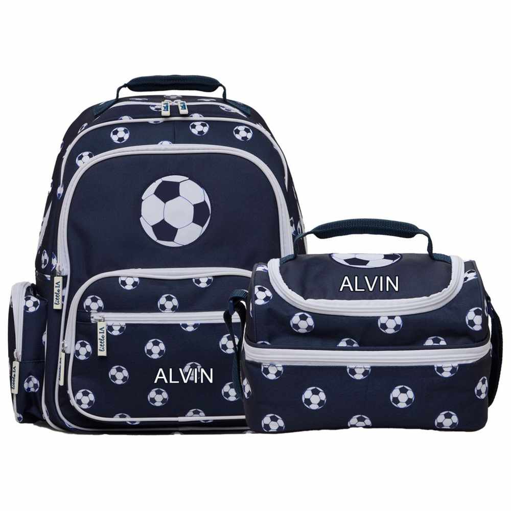 Little IA - Personalized Football Champ School Set - Large - Blue - 2 Pcs