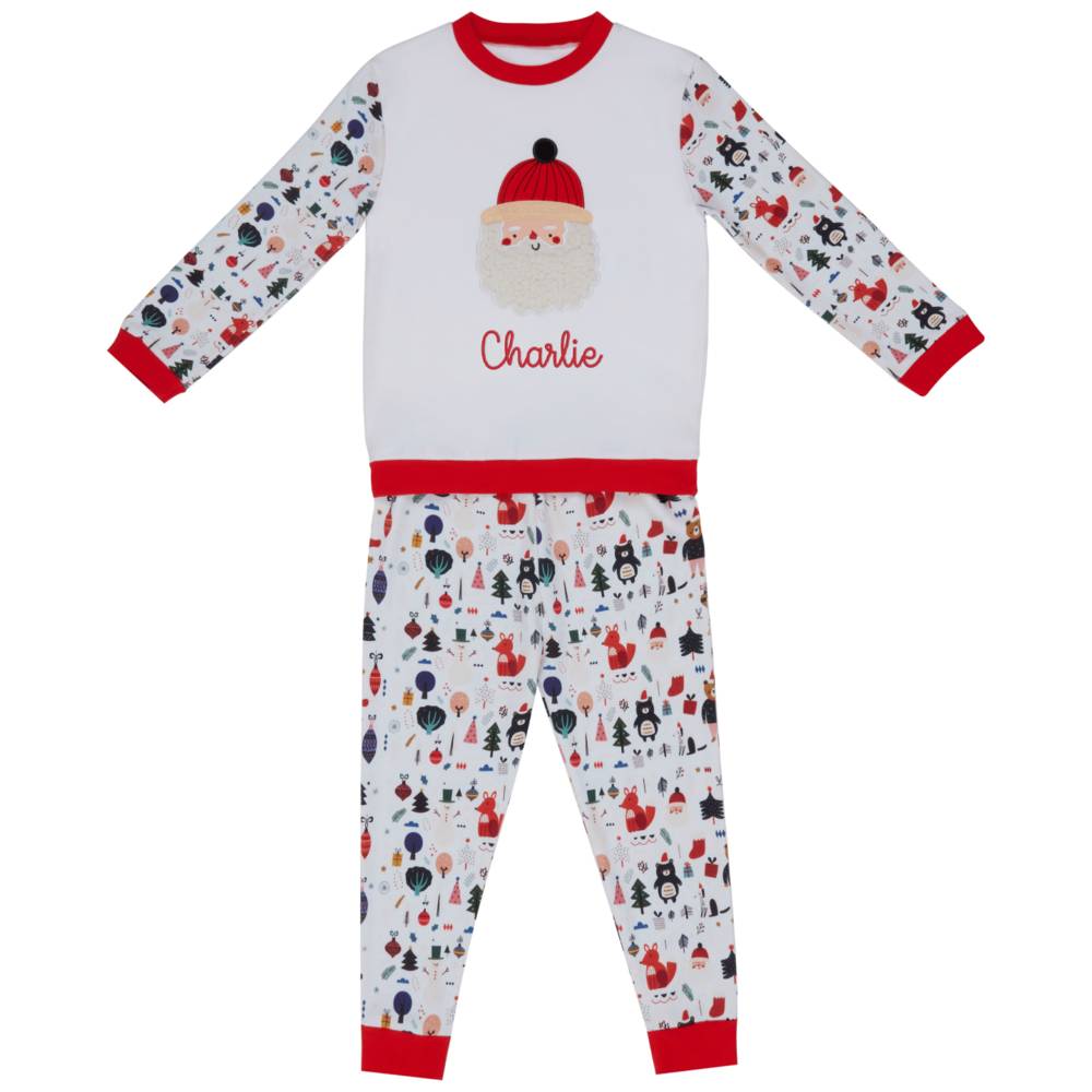 Little Ia 2pc-Set Kids Festive Santa Pyjama Set - White