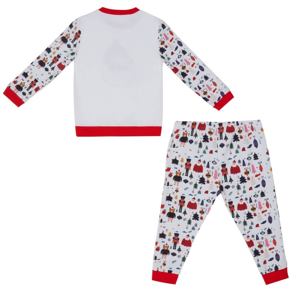 Little Ia 2pc-Set Kids Festive Santa Pyjama Set - White