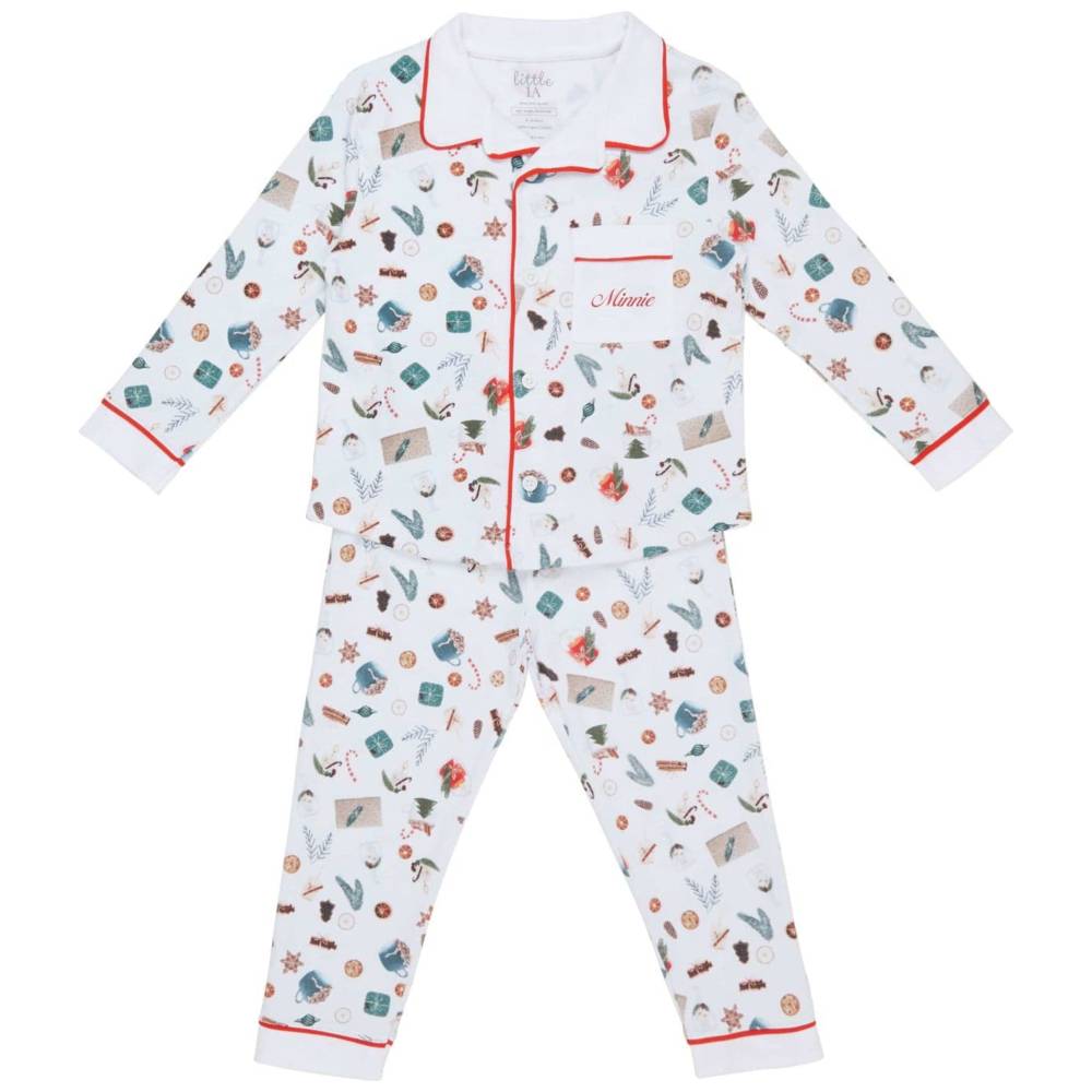 Little Ia 2pc-Set Kids Christmas Pyjama Set - White