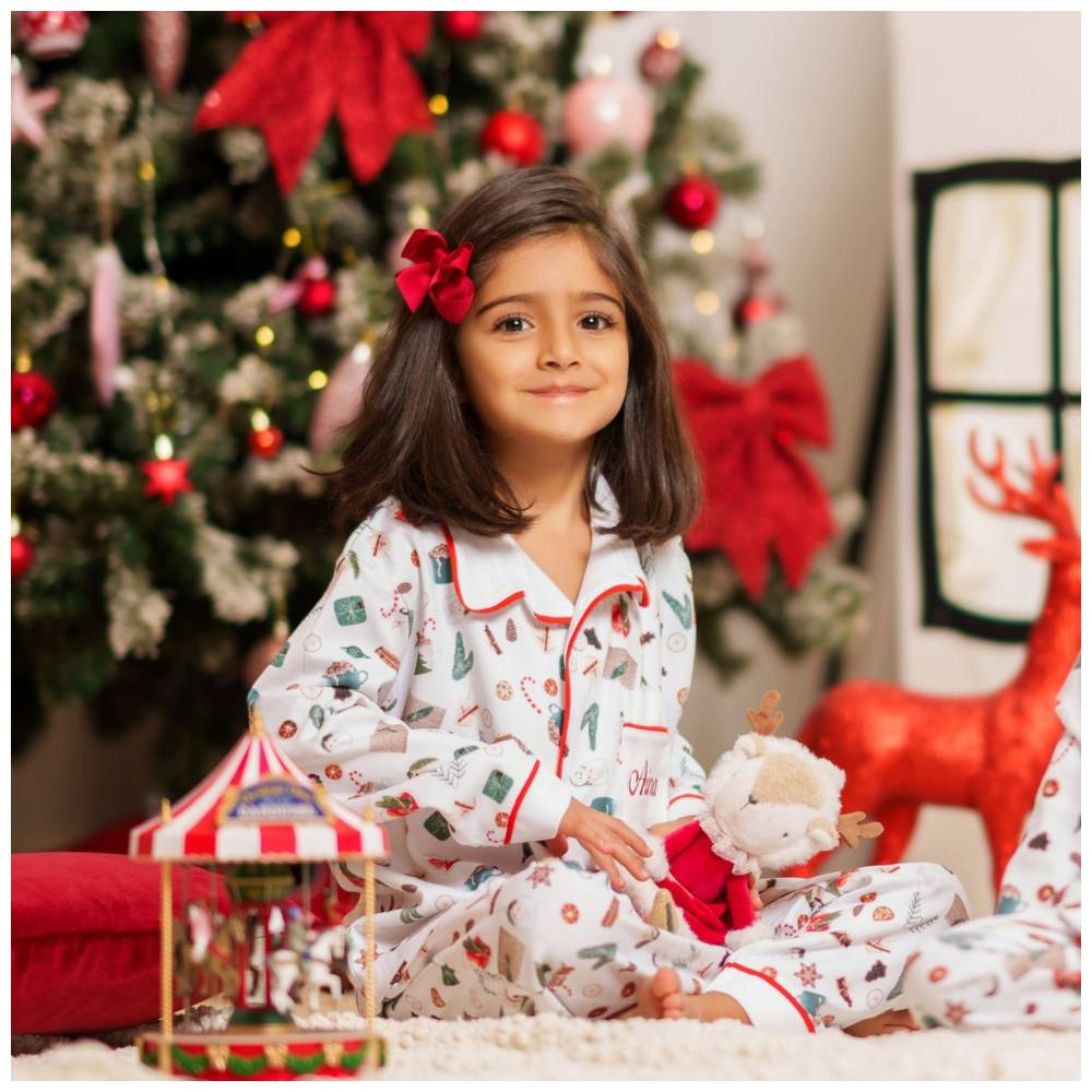 Little Ia 2pc-Set Kids Christmas Pyjama Set - White
