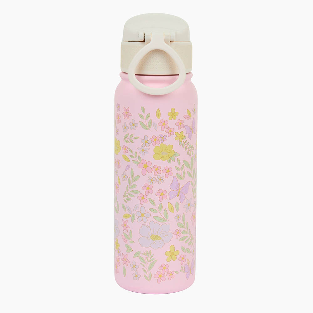 Little IA - Botanica Stainless Steel Bottle With Spout - Pink