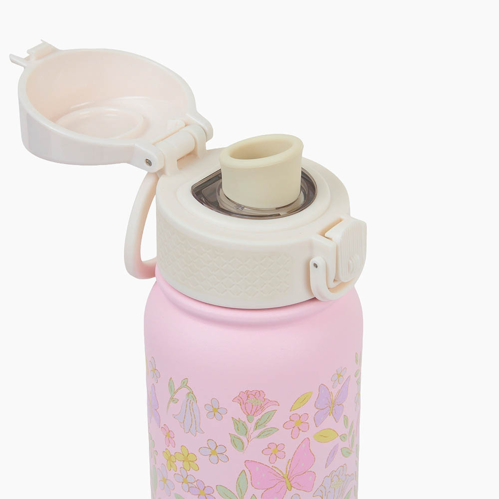 Little IA - Botanica Stainless Steel Bottle With Spout - Pink