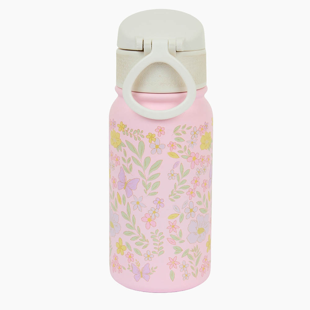 Little IA - Botanica Stainless Steel Bottle With Straw - Pink