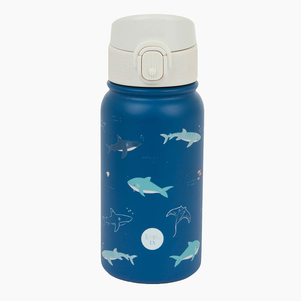 Little IA - Open Water Stainless Steel Bottle With Straw - Blue