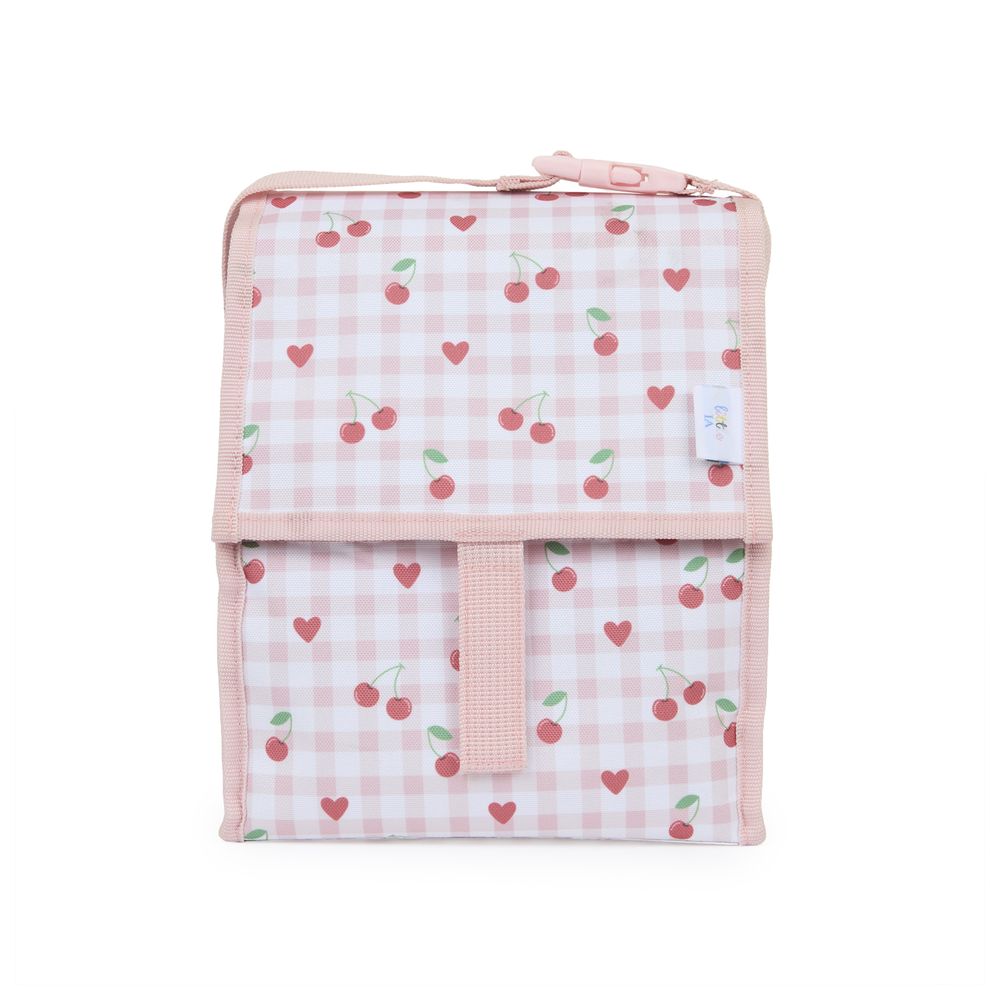 Little IA - Personalised Cherry Freezable Lunch Bag - Pink