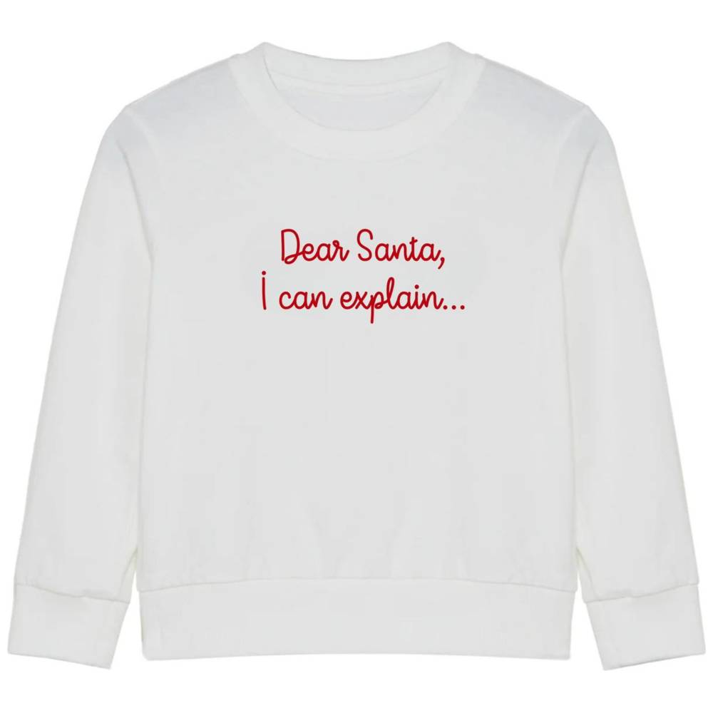 Little Ia Kids Dear Santa, I Can Explain Sweatshirt - White