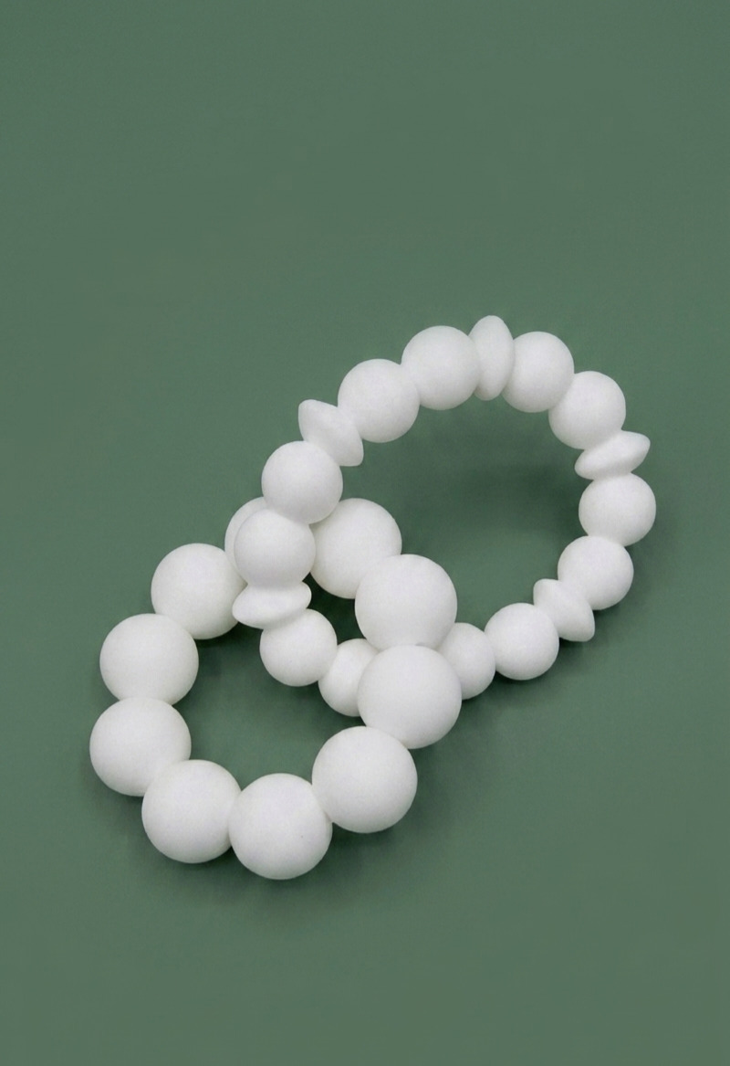 Maxims - Silicone Duo Teether Ring - White