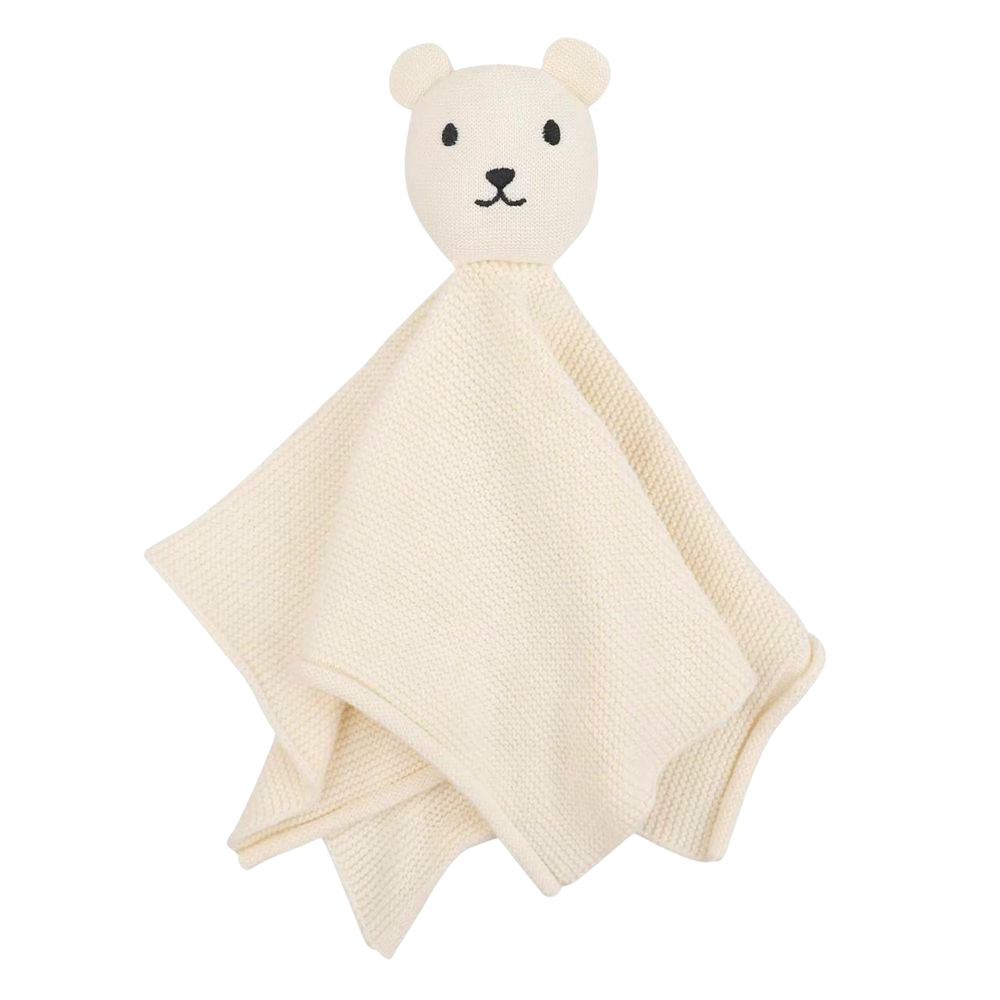 Maxims - Personalised Baby Organic Cotton Knitted Bear Comforter - Ivory