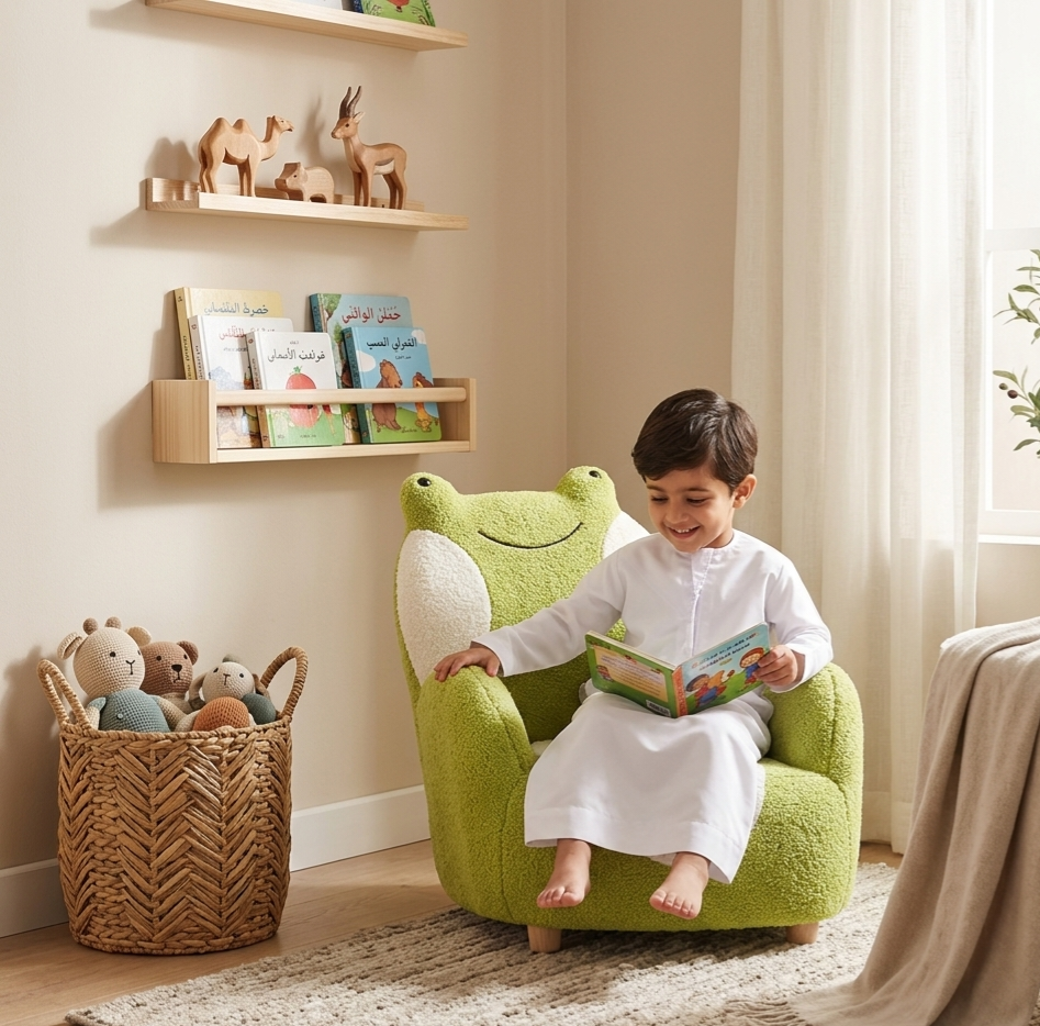 Maxims Baby Store - Kids Hoppy Days Frog Boucle Armchair - Green