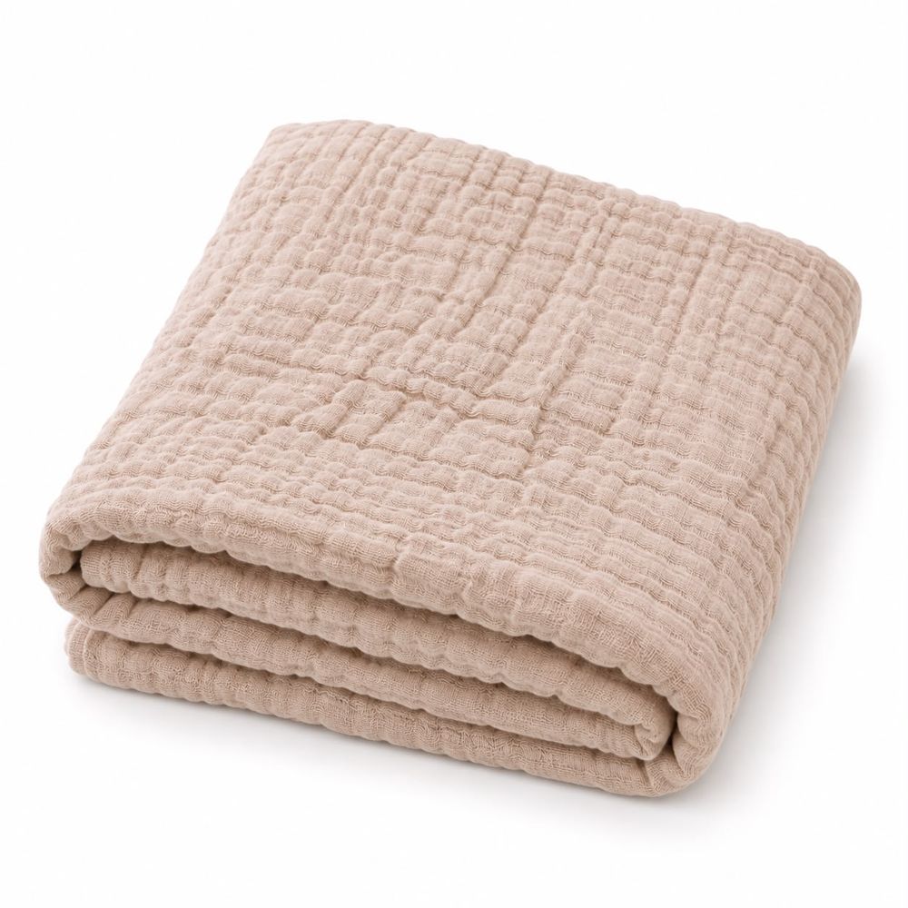 Maxims - Premium Plain Muslin Baby Blanket - Light Peach
