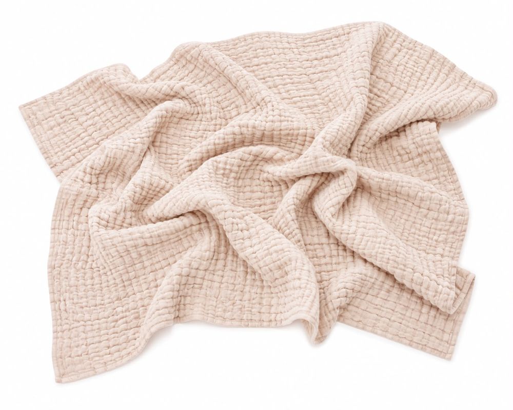 Maxims - Premium Plain Muslin Baby Blanket - Light Peach
