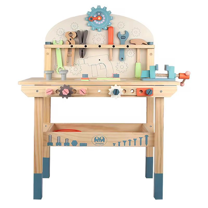 Maxims Baby Store - Kids Wooden Tool Workbench Pretend Playset - Multicolor - 22 Pcs
