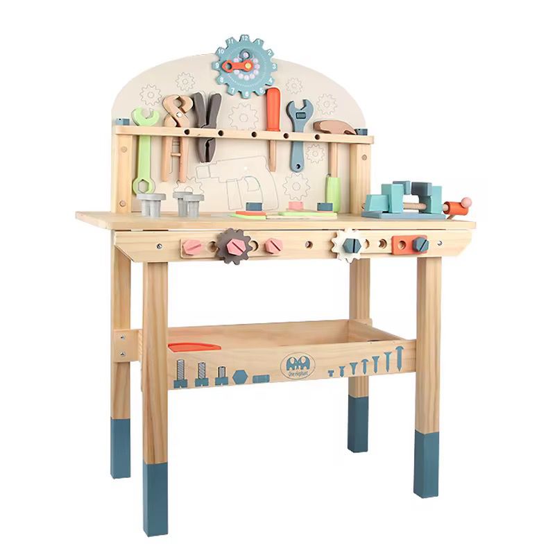 Maxims Baby Store - Kids Wooden Tool Workbench Pretend Playset - Multicolor - 22 Pcs